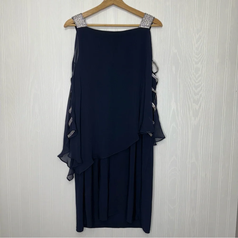 MSK Women’s Navy Blue formal dress with rhinestone detail size 2X - Picture 3 of 10